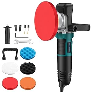 AUTOUTLET Poliermaschine Profi Polierer Auto Schleifmaschine Set Auto Politur Set mit 6 Variable Geschwindigkeit 2500-5500OPM, Abnehmbarer D-Griff und Seitengriff, zum Polieren von Auto, Möbeln