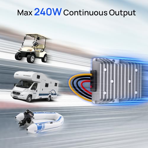 DC HOUSE 48V/36V to 12V Step-Down Converter, 20A 240W Waterproof DC-DC Step-Down Regulator Transformer, Voltage Regulator with Fuse, Suitable for Golf Carts, Off-Road Vehicles, and Other Equipment - Thumbnail 6