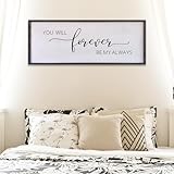 Surfapans You Will Forever Be My Always Sign Wall Decor 40”X15” Bedroom Above Bed Farmhouse Large Master Room Soild Wooden Framed Home Rustic Guest Room Minimalist Over Bed Hanging Art Wall (Black)