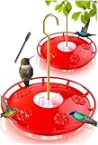 eWonLife 2 Pack Hummingbird Feeders for Outdoors, 16oz Leak-Proof Saucer Humming Bird Feeder with Integrated Ant Moat, Bee Proof 5 Feeding Ports, Brush, Easy Clean & Refill, Hanging Garden Yard Décor
