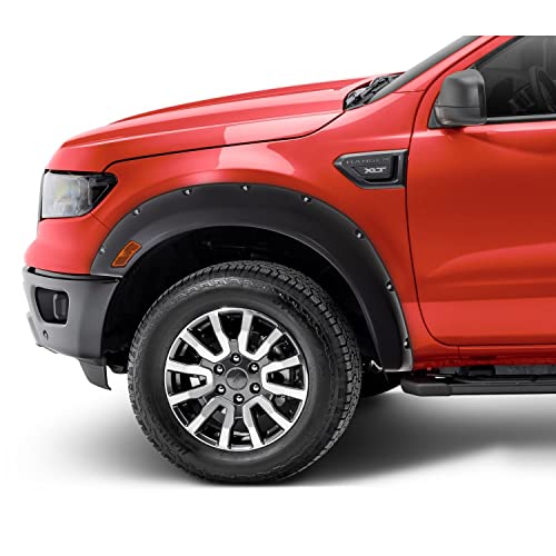 Bushwacker Pocket/Rivet Style Front Fender Flares | 2-Piece Set, Black, Smooth Finish | 20119-02 | Fits 2019-2022 Ford Ranger