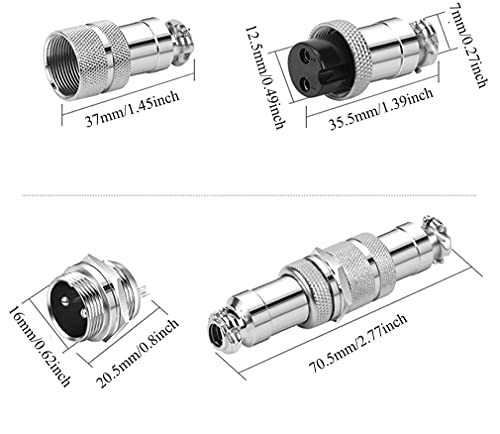 Conector de aviación 2 pines Pack x4 GX16 16mm miniatura 3