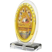BISMAADH Car Dashboard Oval Shape Acrylic Showpiece Figurine Religious Idol Statue for Office & Home Decor 10 Guru & Golden Tempel