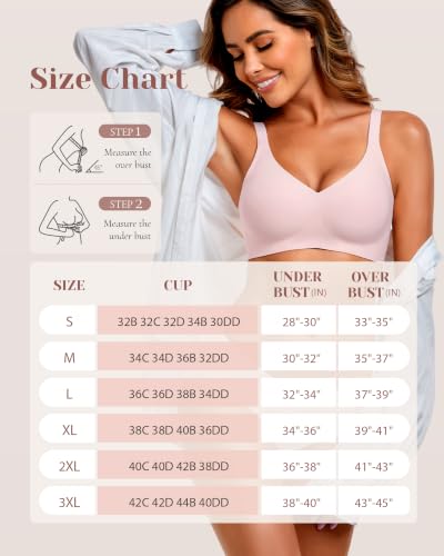 Image of Deep V Petal Bras for Women No Underwire Soft Wireless Bras Comfort Seamless Bralettes with Extender