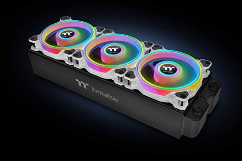 Image of Thermaltake Riing Quad 120mm 16.8 Million RGB Color (Alexa, Razer Chroma) Software Enabled 4 Light Rings 54 Addressable LED 9 Blades Hydraulic Bearing White Case /Radiator Fan, 3 Pack, CL-F100-PL12SW-B