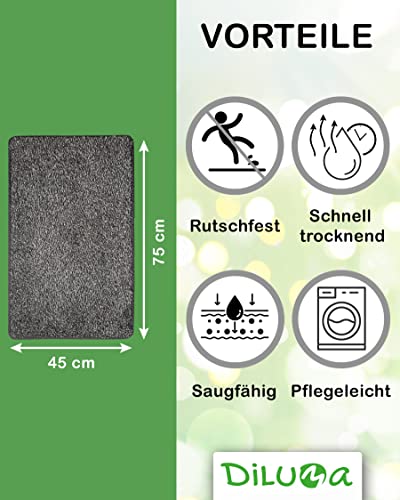 DILUMA Fußmatte Magic 45x75 cm Anthrazit - Super Saugstark, Schnelle Schmutzreinigung, rutschfest, Waschbar - Schmutzfangmatte für Indoor & Outdoor - Fußabtreter Wetterfest - Türvorleger Türmatte