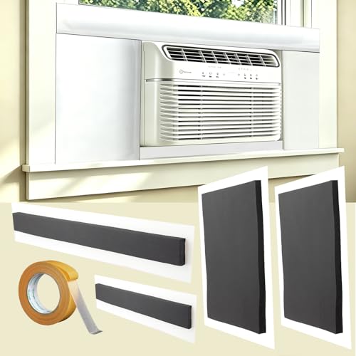 Upgraded Window AC Insulation Kit with PVC Full Edge Enclosure, Window Air Conditioner Side Panels, Window Foam Insulation, AC Space Filler, AC Foam Panels for All Seasons, Fits 36" Windows