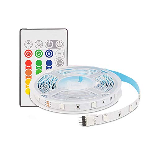 Aourow Tira LED 5m RGB,Tiras LED Flexible con Control Remoto de 24 Teclas y Adaptador,LED Strip...