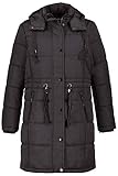 Leicht und warm aus Stepp GINA LAURA Damen Steppmantel, Kapuze abnehmbar, Taillentunnel anthrazit L 724795 11-L