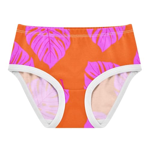 Cotton Girls Underwear Toddlers Orange Tropical Leaves Pink Panties Little Girl Fancy Kids Undies Briefs 2t