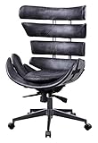 ACME Megan Executive Office Chair - - Vintage Black Top Grain Leather & Aluminum