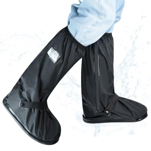 JYNVO Cubrecalzado Impermeable Sobrecalzado Negro Reutilizable, Botas de lluvia antideslizantes Chubasqueros de alta protección contra la lluvia para bicicleta