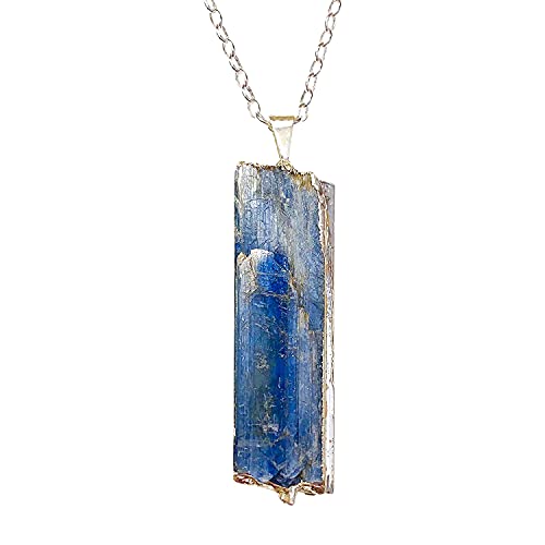 Kyanite Necklace, Raw Blue Kyanite, Silver Electroplated Setting, Statement Necklace, Healing Gemstone.