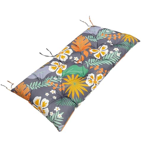 Cojín impermeable para banco de jardín de 3 plazas, 150 cm de grosor, con lazos de fijación, para muebles de patio, cojines de banco de comedor con patrón de flores