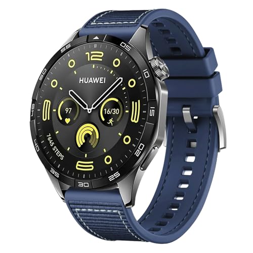 #ColaboraciónPagada<br>Correa 22mm Compatible con Huawei Watch GT 6 46mm/GT6 Pro/GT5/GT 5 Pro/GT 4/gt3/Ultimate/Buds Woven Nylon Pulsera Deportiva Repuesto Silicona para Huawei Watch 5 46MM/4 Pro/4 Azul