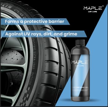 Image of Maple Car Care Premium Tyre Dressing Gel 1L | Long-Lasting Deep Black Tyre Polish & Shine | UV Protection Non-Greasy Formula Prevents Fading, Cracking & Dryness | Restores Tyres to Fresh New Look