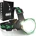 SUPER BRIGHT LED Headlamp Flashlight - Zoomable Broadbeam Spot Head Lamp - For Caving Spelunking Running Hunting Hiking Camping - Construction Hard Hat Work Light - For Men and Women (Green)