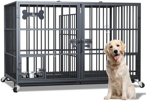 48 Inch Heavy Duty Dog Crate Steel Escape Proof — lifestyle photo