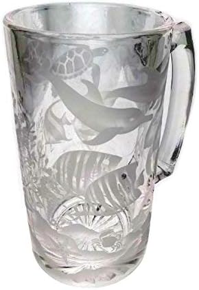 Taza de cerveza Champions grabada a mano de 25 onzas con chorro de arena (tallada en arena) hecha a mano jarra de vidrio (combinación de animales