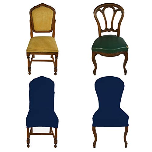 Banzaii Housse de Chaise Extensible avec Dossier Rond – Couverture de Chaises de Bureau, Cuisine, Salle à Manger, Chambre, Hôtel ou Restaurant - 4 pièces...