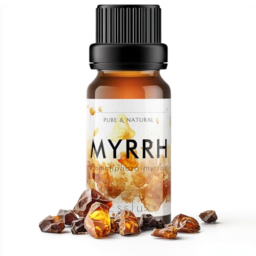Image of Esslux Myrrh Essential Oil - 100% Pure Natural Myrrh Oil for Skin Care, Aromatherapy & Diffuser | Rich, Earthy Aroma for Relaxation & Meditation - Perfect for Candle & Soap Making - 10 ML