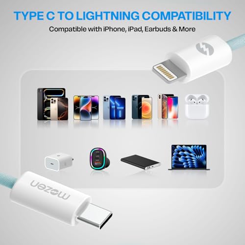 Image of Amkette MOZEN Certified 27W lightning cable iphone, 480Mbps Data Sync, Premium Braided Build, ABS Connector, (MFi-Standard & BIS Certified), Compatible with iPhone 5-14 & iPad lighting cable iphone