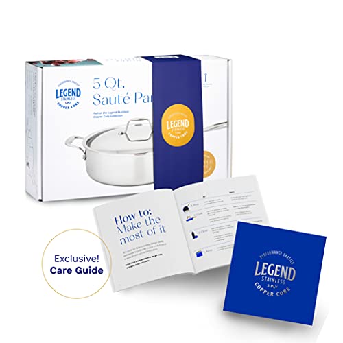 Legend 5 Quart 10" Saute Pan W/Lid Copper Core 5 Ply Stainless Steel | Home Chef Grade Clad Deep 5Qt 5Ply Large Sauté Pot | For Cooking Soup, Steamer | All Surface, Induction & Oven Safe Cookware #TOP5