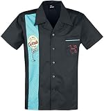Verbotenes Mens Little Minx Retro Bowling Rockabilly Shirt - Black / Small