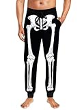 Deerose Halloween Skeleton PJ Pants Mens Halloween Skull Print Drawstring Sweatpants Adult Tapered Joggers M
