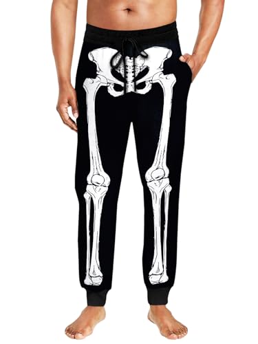 Deerose Mens Halloween Pajama Pants Pumpkin Drawstring Jogger Pants with Pockets