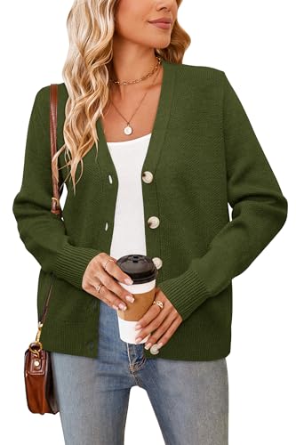 Image of Newshows Womens Fall Fashion 2024 Wool Blended Cardigan Sweater Button Down Long Sleeve Knit Outerwear Coats