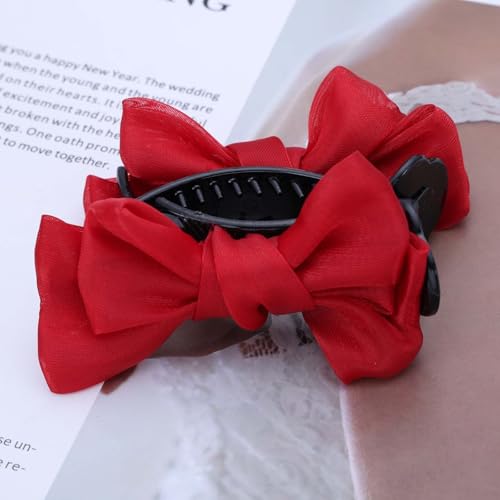 Yheakne Grampo de cabelo preto vintage laço de cetim laço grampo de cabelo prendedor de cabelo garra