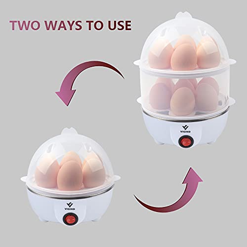 Vigind Electric Egg Cooker Boiler Maker Soft, Medium Or Hard Boil, 14 Egg Capacity Two Layer Egg Maker,Egg Steamer,With Automatic Shut Off, Egg Slicer And Stainless Steel Bowl Included,Noise Free #TOP4