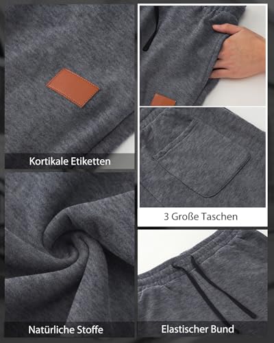 HMIYA Jogginghose Herren Baumwolle Trainingshose Sporthose Freizeithose Lang Hosen Klassische Sweathose mit Taschen(Anthrazit,L)