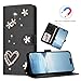 Ymyhyuxi Wallet Case for Oppo Reno 15 Pro mini 5G, Leather Flip Cover with Pearl Heart and Flower Design Cover, Card Slots and Photo Pocket, Magnetic Closure with Wrist Strap Black.