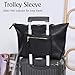 Tote Bag for Women with Zipper Vegan Leather Handbag with Trolley Sleeve Travel Weekender Carryall Bag (Black)