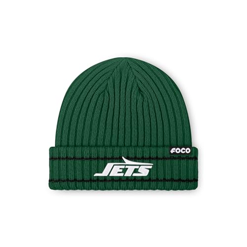 FOCO New York Jets NFL Primary Logo Ribbed Beanie - Dark Green