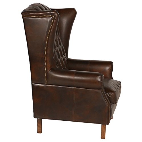 Joseph Allen Old World Antique Leather Wing Chair #TOP1