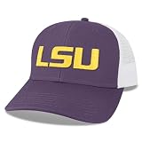 Legacy NCAA Officially Licensed Baseball Hat, LSU Tigers, Lightweight Cap for Men & Women, Mid-Pro Snapback Adjustable (MPS), Purple/White Trucker, One Size Fits Most, Snapback Closure