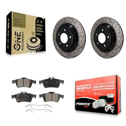 Transit Auto Rear Coated Drilled Slotted Disc Brake Rotors And Semi-Metallic Pads Kit Replacement For Mazda 5 KDF-101988 by Transit Auto - Used condition - CA$108.55