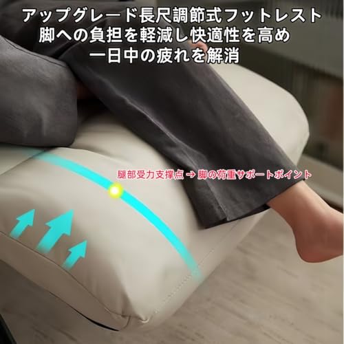 Qtxe ロッキングチェア リクライニング 合皮張り オレンジ サイドポケット付き リラックス リビング (神秘灰+金脚) [5]