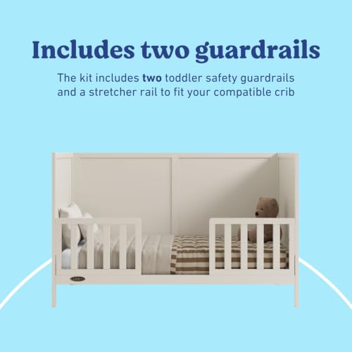 Image of Graco Storkcraft Toddler Safety Guardrail Kit with Slats - GREENGUARD Gold Certified, Converts Compatible Storkcraft Crib to Toddler Bed, Kit Includes 2 Toddler Guardrails (Frosted Oat)