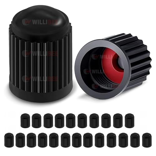 Image of WILLIBEE 20 Pcs (O Rubber Seal) Car Tyre Valve Caps | Universal Tyre Valve Cap Set for Car, Bike & Scooter | Dust-Proof Airtight Stem Caps | Tire Valve Cap