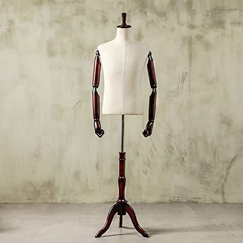 Schneiderpuppe Männlich Büste Torso, Holz Stativ Klammer Beweglich Mannequin Gliederpuppe, Vintage Männlich Styling Verstellbare Schaufensterpuppe, 3 Farben (Farbe : B-Red, Größe : M) Cover