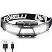 Foxelli Wide Beam Headlamp Flashlight - 280 Lumen USB Rechargeable Head Lamp, Ultra Bright, Low Profile, 170° Wide Illumination, 14 White LEDs, Waterproof, Lightweight & Comfortable Headlight