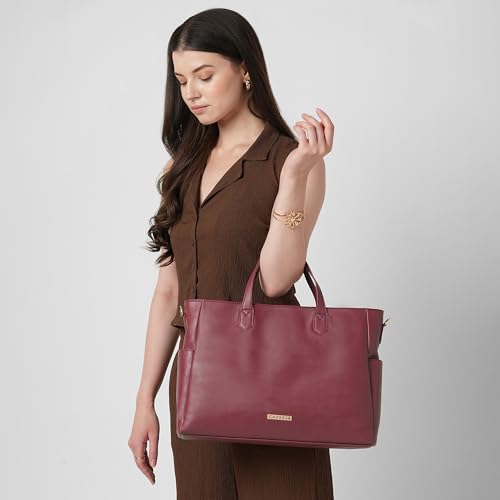 Image of Caprese Bow 15.6 Inch Large Laptop Bag for Women with Adjustable & Detachable Straps | Stylish, Durable, and Spacious with Multiple Compartments for Work, Travel, and Everyday Use