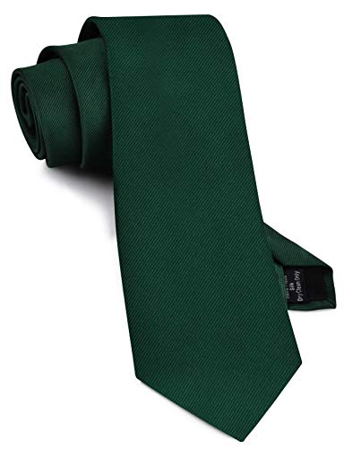 GUSLESON 3.15(8cm) Mens Dark Green Ties Solid Silk Necktie For Men Wedding Business (UK0791-02)
