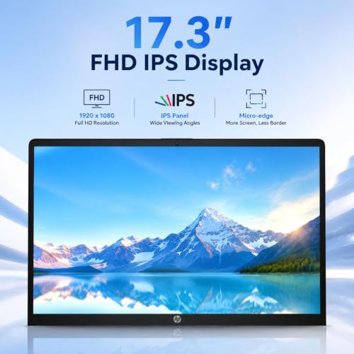 Image of HP 17.3 inch FHD Laptop Computer, AMD Ryzen 5 7520U, Large IPS Display, 8GB DDR5 RAM, 128GB SSD, Numeric Keypad, Long Battery Life, Home Office & Business Productivity, Windows 11