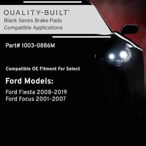 Image of QUALITY-BUILT Rear Semi-Metallic Brake Pads, Black Series 1003-0886M, Compatible with 2001-2019 Ford (Fiesta,Focus)