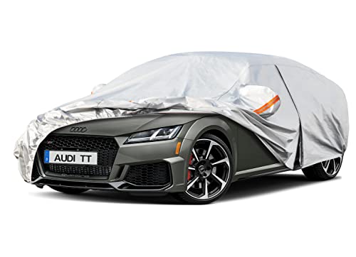 Kayme Bâche Voiture Étanche Respirante Compatible avec Audi TT TTS TTRS(2000-2022), 6 Couches Housse de Protection Voiture Extérieur, Contre Pluie Soleil Poussière avec Zip et Doublure en Coton Cover